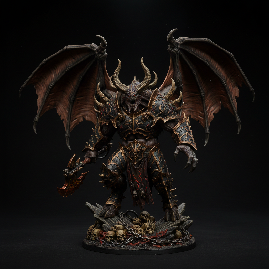 Grimdark Fantasy Demon – hero render on black background